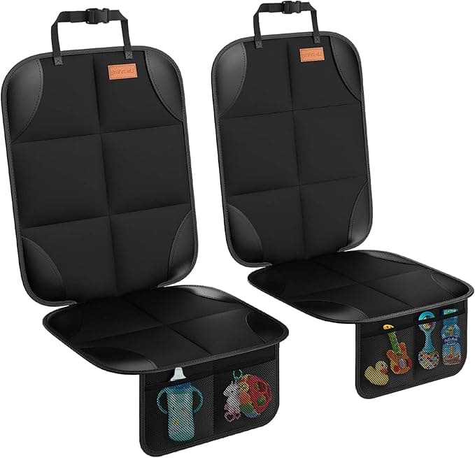 Smart eLf Car Seat Protector, 2Pack car seat Protector for Baby carseat with Thickest Padding, Non Slip Backing Mesh Pockets for Baby, Pet