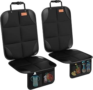 Smart eLf Car Seat Protector, 2Pack car seat Protector for Baby carseat with Thickest Padding, Non Slip Backing Mesh Pockets for Baby, Pet