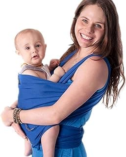 CuddleBug Baby Wrap - Hands-Free Baby Carrier Wrap - Soft & Stretchy Baby Wraps Carrier - Baby Carrier Newborn to Toddler 3-15 kg - One-Size-Fits-All Baby Holder Wrap - Hip-Healthy Wrap (Blue)