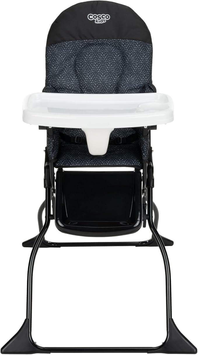 Cosco Kids™ Simple Fold™ High Chair - Portable, Foldable, Adjustable Tray, Easy to Store, Travel Friendly - Noir Dot