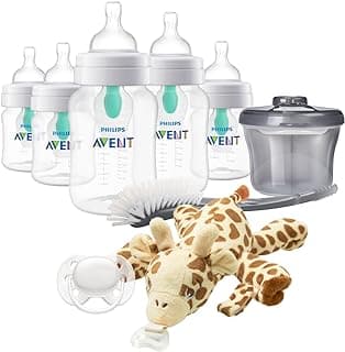 Philips Avent Anti-colic Baby Bottle with AirFree Vent Newborn Gift Set With Snuggle, Clear, SCD306/10