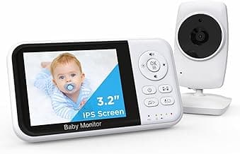 Babystar Video Baby Monitor No WiFi, 3.2" HD Screen Night Vision, Two-Way Talk VOX Mode 2 x Zoom and Lullabies Play, Feeding Alarm
