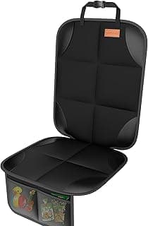 Car Seat Protector, [1 Pack] Smart eLf Large Auto Car Seat Protectors for Child Seats with Thickest Padding and Non-Slip Backing Mesh Pockets for SUV, Sedan, Truck, Leather and Fabric Car Seat