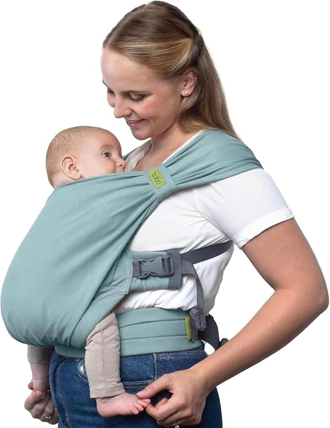 Boba Bliss Pre-Wrapped Baby Carrier with Buckle - Newborn to 7-35 lbs Light, Breathable & Easy to Adjust Hybrid Infant Sling & Toddler Carrier - Certified Hip-Healthy for 0-18 Months - Sea Mist