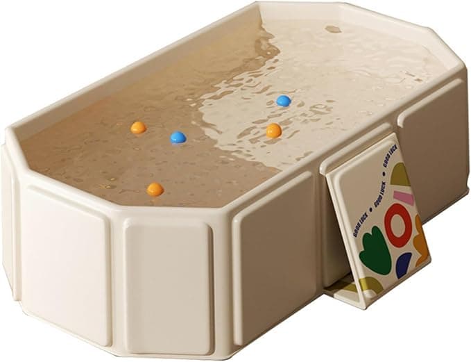 Foldable Baby Bathtub, Safe PVC Collapsible Baby Bathtub with 5 Ocean Balls, 27.6x29.5x9.8 Inch Portable Bath Tub with Toys for Kids 0-8 Years Old.
