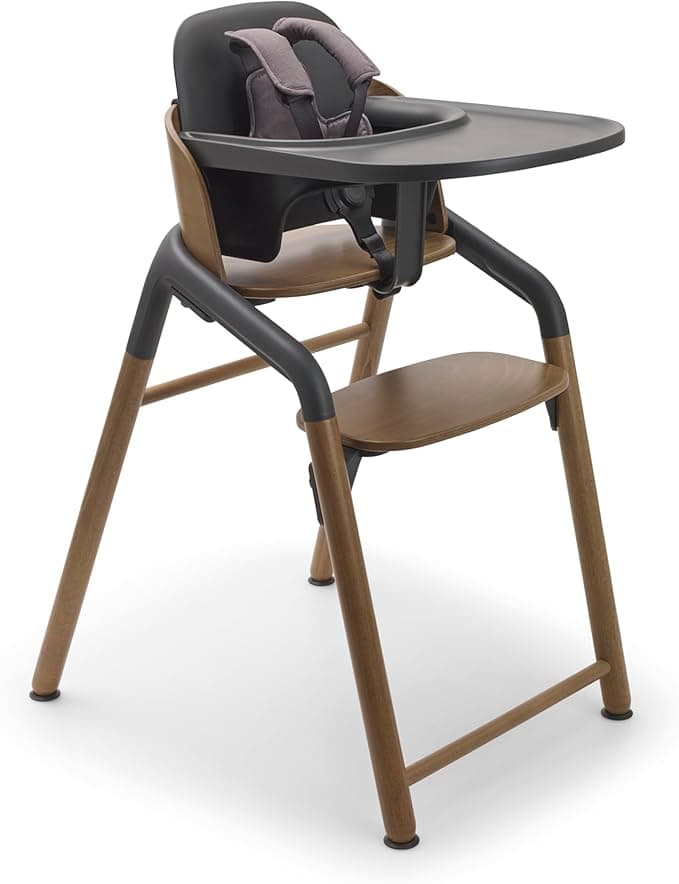 Bugaboo Giraffe Wooden Baby High Chair, Adjustable in 1 Second, Easy to Clean, Safe and Ergonomic Highchair, Suitable from Birth in Combination with Newborn Set (Sold Separately), Warm Wood/Grey