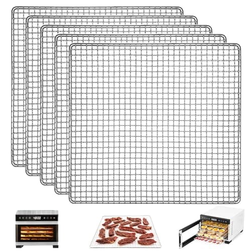 GWYSY Dehydrator Mesh Trays for COSORI Food Dehydrator 5 Stainless Steel Trays Dryer Machine, 9.6''x9''x0.8'' INCH Food Dehydrator Accessories Dehydrator Rack Replacement Parts