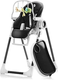 Sweety Fox Baby High Chair Adjustable to 7 Different Heights - Dark Black Baby Chair - Foldable High Chairs for Babies and Toddlers