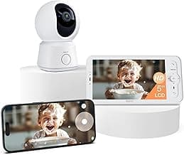 Arenti Baby Monitor, Smart WiFi 6 Baby Camera with 5-Inch Upgraded Wireless Display, 360° View, Auto-Night Vision, Temperature Sensor, Sound & Motion Detection, 2 Way Audio, VOX Mode (B2)