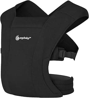 Ergobaby Embrace Newborn Baby Carrier for Infants 0-12 Months (7-25 lbs) - Ergonomic 2-Position Infant Carrier with Head and Neck Support, Hip-Healthy Positioning - Pure Black