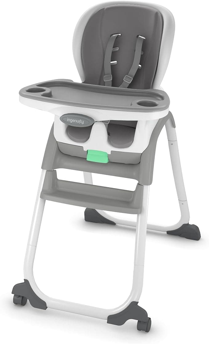Ingenuity Full Course SmartClean 6-in-1 High Chair – SmartClean EVA Foam, 5 Point Safety Harness, 2 Dishwasher Safe Trays – Slate