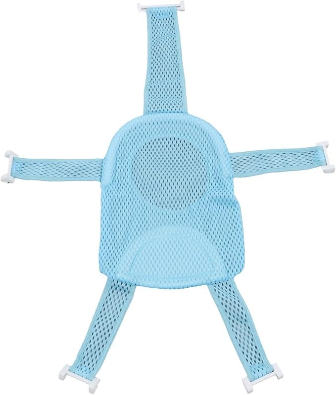 Baby Bath Support Net for Newborns & Infants (0–18 Months) – Adjustable Height Bath Seat with Breathable Air Mesh, Non-Slip Base, Soft Sponge Headrest & Ergonomic Design for Safe,