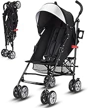 BABY JOY Lightweight Stroller, Compact Travel Stroller with Adjustable Backrest & Canopy, Cup Holder, Storage Basket, 5-Point Harness, Easy Fold, Umbrella Stroller for Toddler