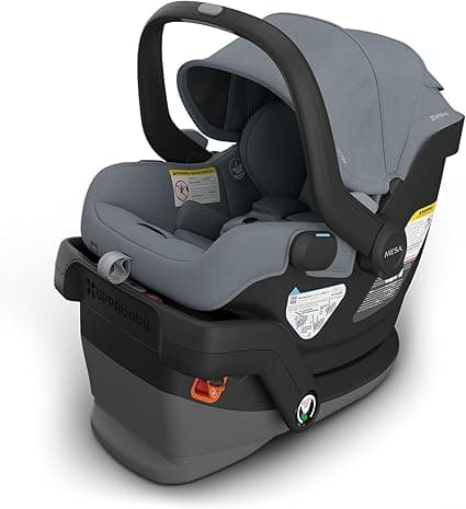 UPPAbaby Mesa V3 Infant Car Seat - Easy Installation + SmartSecure Technology - Attaches to Stroller | Base + Infant Insert Included - Callum (Stone Blue)