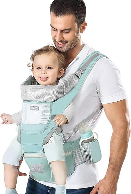 Baby Carrier Ergonomic Infant Carrier with Hip Seat Kangaroo Bag Soft Baby Carrier Newborn to Toddler 7-66lbs Front and Back Baby Holder Carrier for Men Dad Mom