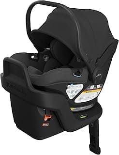 UPPAbaby Aria V2 Lightweight Infant Car Seat - Just Under 6 lbs - Base with Load Leg + Infant Insert + All-Weather FootCover Included - Direct Stroller Attachment - Jake (Charcoal/Black Leather)