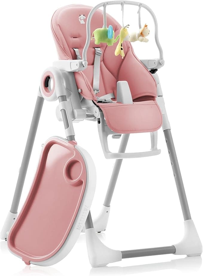 Sweety Fox Baby High Chair Adjustable to 7 Different Heights - Pink Baby Chair - Foldable High Chairs for Babies and Toddlers