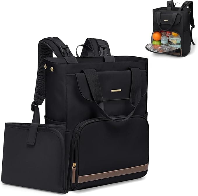 Diaper Bag Backpack with Portable Changing Pad 25L Baby Bag Insulated lunch box Backpack Fits 17.3" Laptop