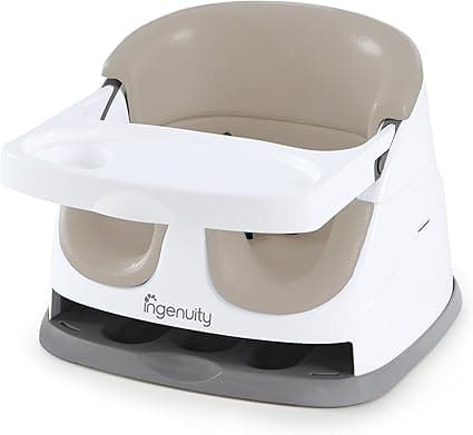 Ingenuity Baby Base 2-in-1 Booster Feeding and Floor Seat with Self-Storing Tray - Cashmere