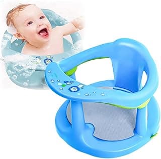 Baby Bath Seat with Non-Slip Mat and Suction Cups for Babies 6-18 Months (Blue)
