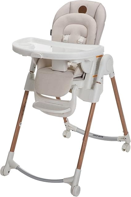 Maxi-Cosi Minla 6-in-1 High Chair, convertible, from birth, detachable kitchen booster seat, compact fold, easy to clean, Horizon Sand