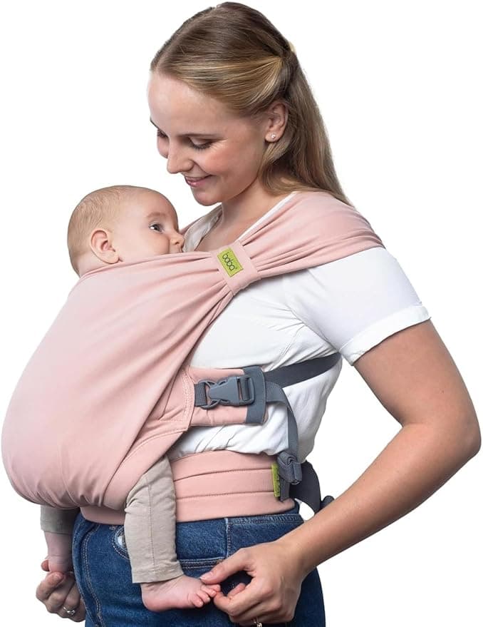 Boba Bliss Pre-Wrapped Baby Carrier with Buckle - Newborn to 7-35 lbs Light, Breathable & Easy to Adjust Hybrid Infant Sling & Toddler Carrier - Certified Hip-Healthy for 0-18 Months - Bloom