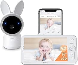 Arenti 2K Baby Monitor, WiFi 6 Security Camera with 5-Inch Upgraded Wireless Display, Super Night Vision, Lullabies, Cry & Motion Detection, Temp & Humidity Sensor, Two Way Audio