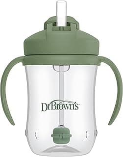 Dr. Brown's Milestones Baby's First Straw Cup Sippy Cup with Straw 6m+, 9oz/270ml, Olive Green