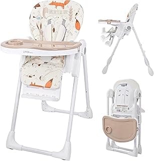 LIVINGbasics 3-in-1 Baby High Chair, Portable Foldable Dining Seat with Adjustable Food Tray & Footrest, 6-Position Adjustable Seat Height, 3 Reclining Backrest