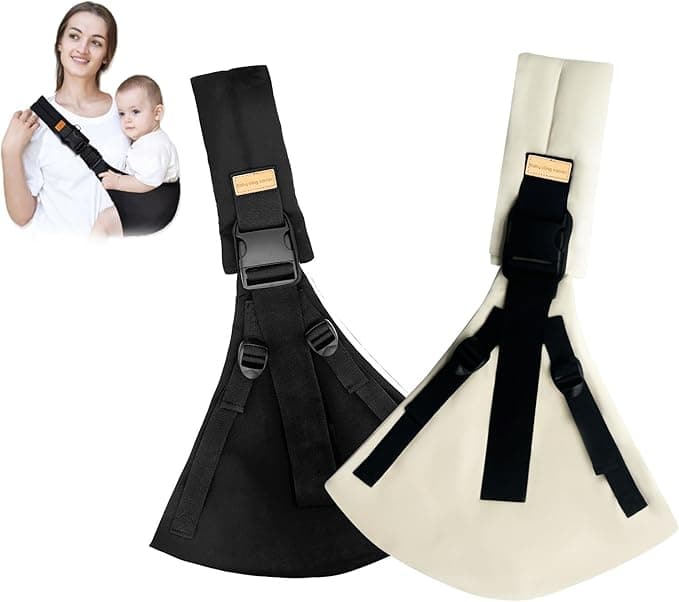 Baby Sling Carrier,Upgraded Toddler Carrier with 4 Adjustable Strap,Baby Sling Easy to Wear and Lightweight Carrying 10-30lbs(Black+Beige)