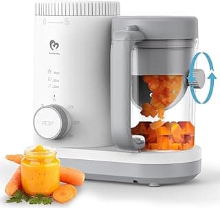 Bellababy Baby Food Maker, Baby Food Processor with Reversible Steaming Basket, Blender, Puree Maker, Baby Steamer, One Button Operation & Large Opening for Easy Cleaning