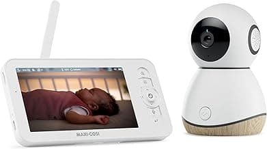 Maxi-Cosi See Pro 360 Baby Monitor with CryAssist™ AI Cry Translation, 2K HD camera with PTZ, Secure Non Wi-Fi 5 inch parent unit, 10 hour battery, 2.4GHz/5.0GHz WiFi, Soothing Lullabies, 2-way audio