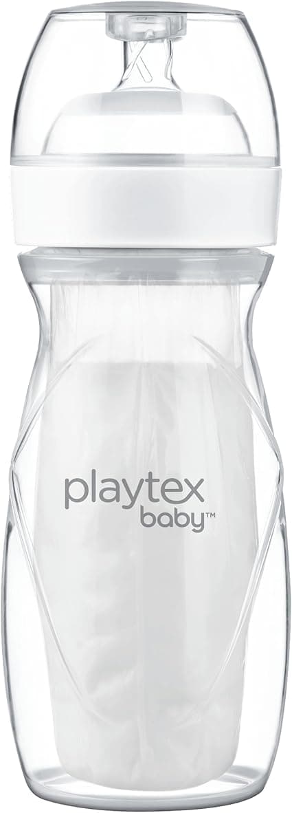 Playtex Baby Anti-Colic Nurser Bottle with Pre-Sterilized Disposable Drop-Ins Liners, Closer to Breastfeeding, 8 Ounce Bottle, 1 Count
