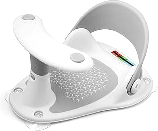 Baby Bath Seat, Baby Bathtub Bath Seat Sit-Up Bathing, Infant Bath Seat for Baby 6-36 Months with Thermometer/Anti-Slip Cushion/4 Suction Cups (Grey)