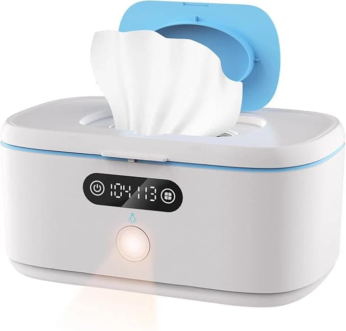 Bellababy Wipe Warmer with Night Light for Diaper Changes, with Car Charger for Portable use, Constant Temp Control Touch Screen, Wipes Dispenser Holder