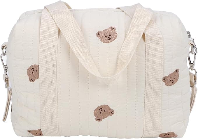 Diaper Bag Tote Stroller Organizers Bag Small Diapers Baby Bags for Mom or Dad Nursery Storage Bin for Wipes and Toys Universal Diaper Tote Bag Handbag(Bear)