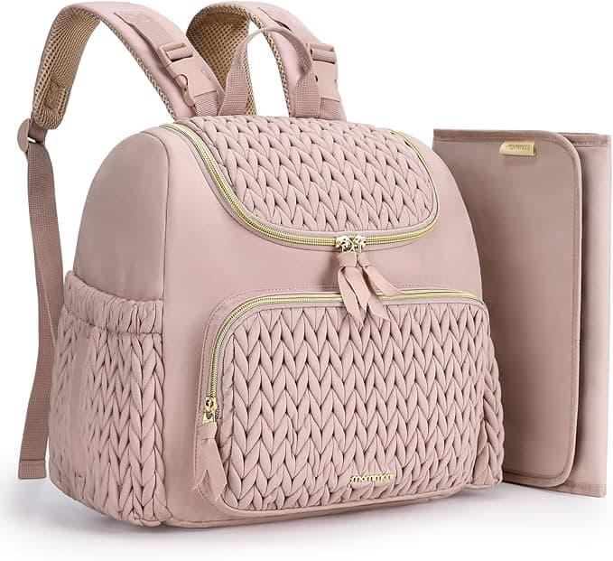 mommore Diaper Bag Small Diaper Backpack Baby Travel Backpacks with Insulated Pockets, Changing Pad, Stroller Straps