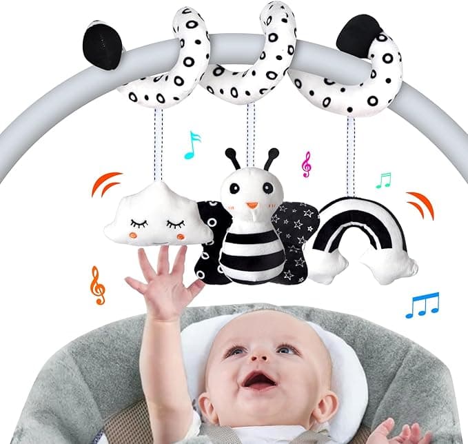 Baby Spiral Hanging Stroller and Car Seat Toys for Babies 0-6 Months Newborn Plush Activity Toys for Bed Bassinet Crib Baby Carrier Gifts
