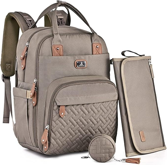 Diaper Bag Backpack with Portable Changing Pad, Pacifier Case and Stroller Straps