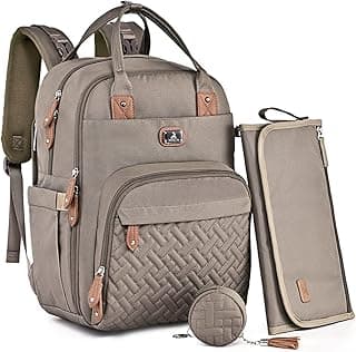 Diaper Bag Backpack with Portable Changing Pad, Pacifier Case and Stroller Straps