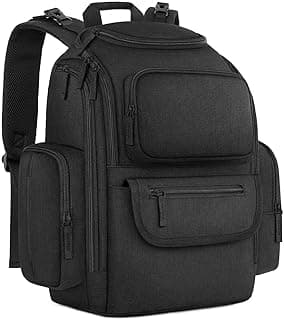 Mancro Diaper Bag Backpack for Men Women, Water Resistant Baby Diaper Bag with Stroller Straps, Large Travel Dad Mom Diaper Bag with 2 Side Insulated Pockets, Black