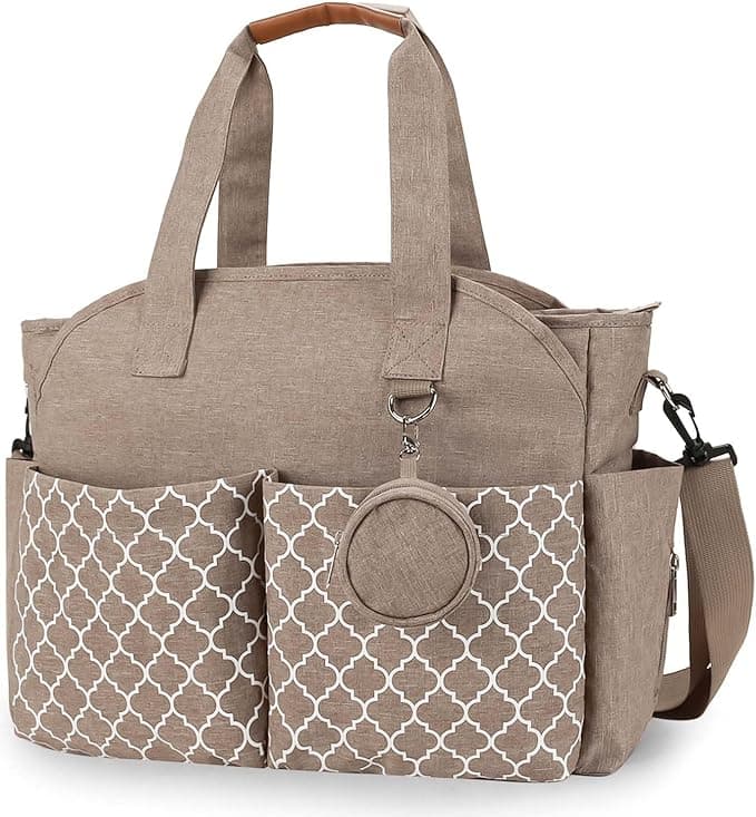 Baby Diaper Bag Tote, Large Travel Diaper Tote for Mom Dad, Nappy Changing Bag Mommy Bag