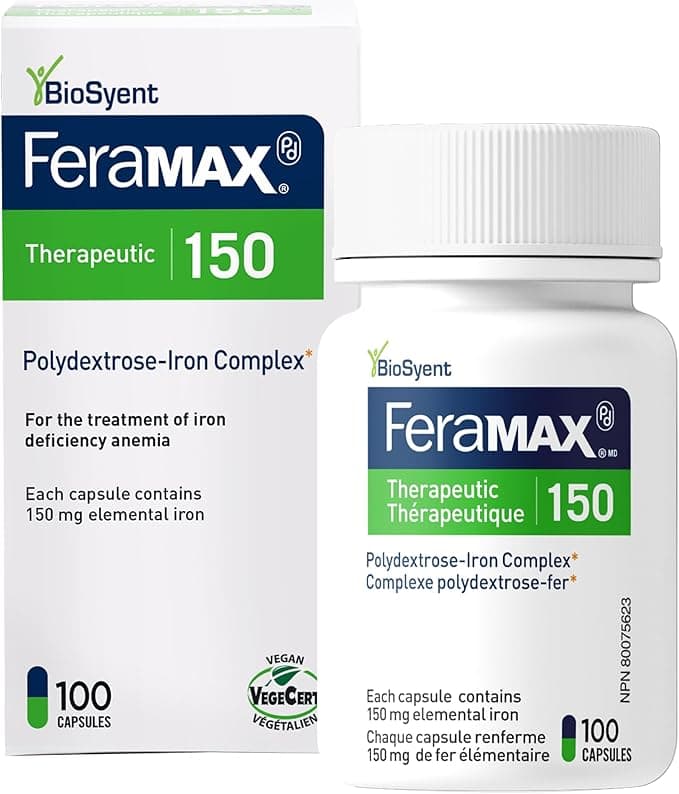 FeraMAX Pd 150 Iron Supplement - Once Daily High Dose Iron Supplement No.1 Recommended Treatment for Iron Deficiency Anemia - 150mg of Elemental Iron per Capsule, 100 Capsules