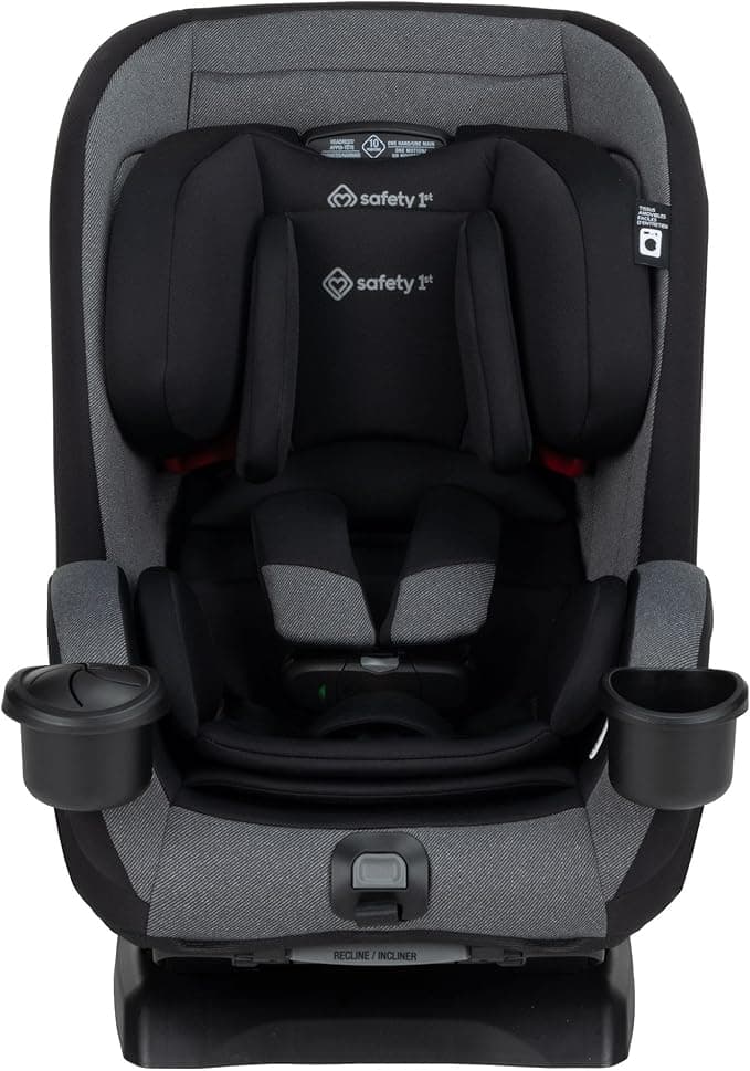 Safety 1st EverSlim All-in-One, 4-in-1 Convertible Car Seat, 10 Years of Use, Rear-Facing to Booster, Effortless Recline, SecureTech™ Magnetic Chest Clip - Black Beauty