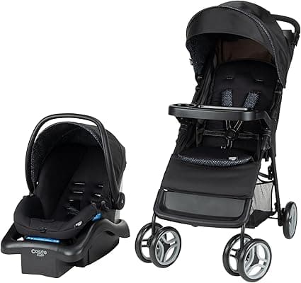 Cosco Kids™ Lift & Stroll™ Travel System – Lightweight Stroller & Infant Car Seat (Included), One-Hand Fold, QuickClick® Connection, Use from Birth - Noir Dot