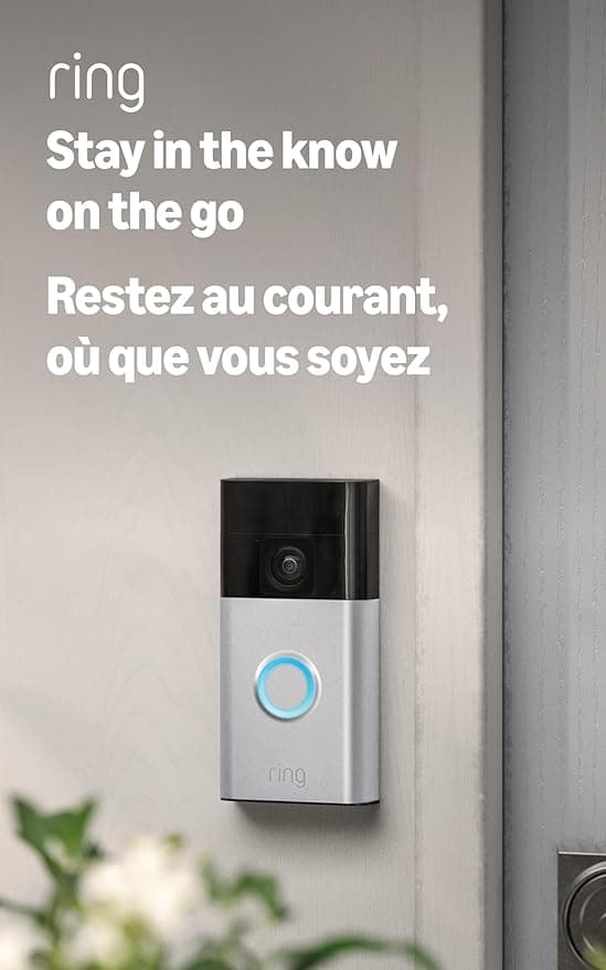 Ring Battery Doorbell, Essential security with Head-to-Toe Video and a rechargeable battery, Satin Nickel