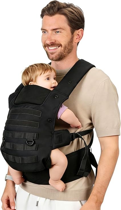 Tactical Baby Carrier with Ergonomic Lumbar Support, Foldable Headrest & Sunshade, Lightweight Military Carrier for Infants & Toddlers 3–36M (11–44lbs), for Big & Tall Parents, Men & Women