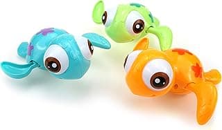 DUCKBOXX XX Wind-up Swimming Sea Turtles Bath Toy, No Battery Mold-Free Anti-Rust Interactive Montessori Toy for Kids 18M+ (3pcs) (Blue Green Orange)