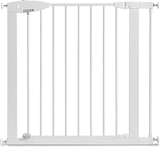 Munchkin Easy Close Pressure Mounted Baby Gate for Stairs, Hallways and Doors, Walk Through with Door, Metal, White, 35x29.5 Inch (Pack of 1)
