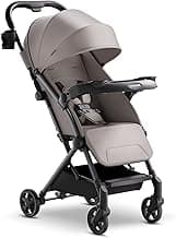 Mompush Lithe V2 Lightweight Stroller + Snack Tray, Ultra-Compact Fold & Airplane Ready Travel Stroller, Near Flat Recline Seat, Cup Holder, Raincover & Travelbag Included